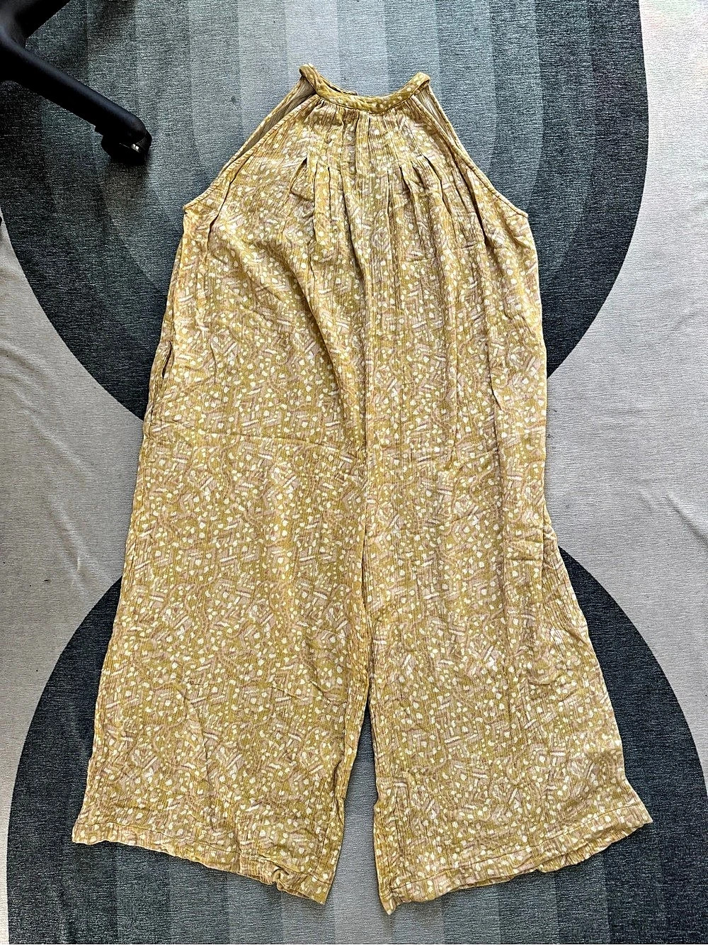 Yellow & White Wide Leg Gauze Jumpsuit